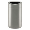 Open Top Oval Waste Receptacle, 14 Gal, Steel, Silver