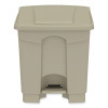 Plastic Step-On Receptacle, 8 Gal, Metal, Tan
