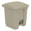 Plastic Step-On Receptacle, 8 Gal, Metal, Tan