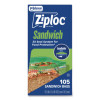 Resealable Sandwich Bags, 6.5" x 5.88", Clear, 105 Bags/Box, 12 Boxes/Carton