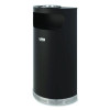 Half Round Metal Trash Can With Ashtray, 9 Gal, Steel, Black