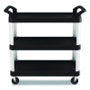 Three-Shelf Service Cart, Metal/Plastic, 3 Shelves, 300 Lb Capacity, 20" x 39.85" x 38.17", Black