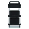 Three-Shelf Service Cart, Metal/Plastic, 3 Shelves, 300 Lb Capacity, 20" x 39.85" x 38.17", Black