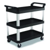 Three-Shelf Service Cart, Metal/Plastic, 3 Shelves, 300 Lb Capacity, 20" x 39.85" x 38.17", Black