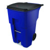 Square Brute Rollout Container, 95 Gal, Resin, Blue