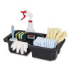 Cleaning Caddy, Compatible With Full Size And Compact Housekeeping Carts, Plastic, Black, 6/Carton