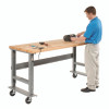 Light Duty Butcher Block Top Adjustable Height Workbench, 800 Lbs, 72 x 30 x 36 To 43, Gray