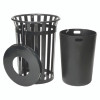 Outdoor Slatted Steel Trash Can, 36 Gal, Black