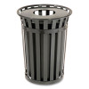 Outdoor Slatted Steel Trash Can, 36 Gal, Black