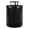 Outdoor Diamond Steel Trash Can, Rain Bonnet Lid, 36 Gal, Black