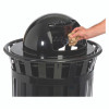 Outdoor Slatted Steel Trash Can, Dome Lid, 36 Gal, Black