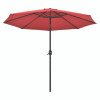 Outdoor Umbrella With Tilt Mechanism, 102" Span, 94" Long, Red Canopy, Black Handle
