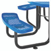 Expanded Steel Picnic Table, Round, 46" Dia x 29.5"h, Blue Top, Blue Base/Legs