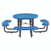 Expanded Steel Picnic Table, Round, 46" Dia x 29.5"h, Blue Top, Blue Base/Legs