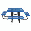 Expanded Steel Picnic Table, Square, 81 x 81 x 29.5, Blue Top, Blue Base/Legs