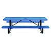 Expanded Steel Picnic Table, Rectangular, 96 x 62 x 29.5, Blue Top, Blue Base/Legs