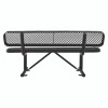 Expanded Steel Bench With Back, 72" x 24" x 33", Black Seat/Back, Black Base
