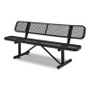 Expanded Steel Bench With Back, 72" x 24" x 33", Black Seat/Back, Black Base