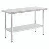 Work Table With Undershelf, Rectangular, 48 x 24 x 35, Silver Top, Silver Base/Legs
