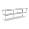 Work Table With Undershelf, Rectangular, 96 x 30 x 35, Silver Top, Silver Base/Legs