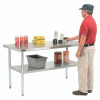 Work Table With Undershelf, Rectangular, 48 x 30 x 35, Silver Top, Silver Base/Legs