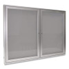 2 Door Enclosed Vinyl Bulletin Board With Satin Frame, 60" x 36", Silver Surface, Satin Aluminum Frame