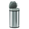Sensor Trash Can, Half-Round Cylinder, 13 Gal, Plastic/Stainless Steel, Silver