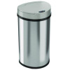 Sensor Trash Can, Half-Round Cylinder, 13 Gal, Plastic/Stainless Steel, Silver