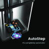 Step Pedal-Sensor Trash Can, 13 Gal, Plastic/Stainless Steel, Silver/Red