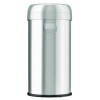 Open Top Trash Can, Round, 16 Gal, Plastic/Stainless Steel, Silver