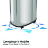 Open Top Trash Can With Wheels, Oval, 16 Gal, Plastic/Stainless Steel, Silver