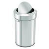 Swing Top Trash Can, 17 Gal, Stainless Steel, Silver