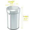 Swing Top Trash Can, 17 Gal, Stainless Steel, Silver