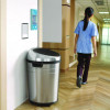 Extra-Large Sensor Trash Can With Wheels, 18 Gal, Plastic/Stainless Steel
