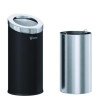 Beveled Open Top Trash Can, 15 Gal, Stainless Steel, Black