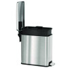 Step Pedal Trash Can, 3 Gal, Plastic/Stainless Steel, Silver