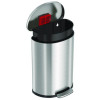 Step Pedal Trash Can, 13 Gal, Half-Round Plastic/Stainless Steel, Silver