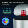 Step Pedal Trash Can, 13 Gal, Half-Round Plastic/Stainless Steel, Silver