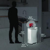 Step Pedal Trash Can, 13 Gal, Half-Round Plastic/Stainless Steel, Silver