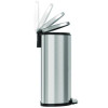 Step Pedal Trash Can, 13 Gal, Half-Round Plastic/Stainless Steel, Silver