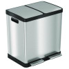 Step Pedal Trash Can And Recycle Bin, 16 Gal, Plastic/Stainless Steel, Silver