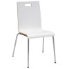 Pedestal Table With Four White Jive Series Chairs, Round, 36" Dia x 29h, Crisp Linen