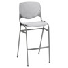 Pedestal Bistro Table With Four Light Gray Kool Series Barstools, Round, 36" Dia x 41h, Designer White
