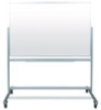 Mobile Magnetic Glass Dry Erase Board, 60" x 40", White Surface, Silver Aluminum Frame