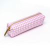Pencil Case, 7.9" x 2" x 2", Pink/White Check