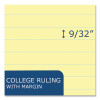 Wide Landscape Format Writing Pad, Medium/College Rule, (40) Canary Yellow 11 x 8.5 Sheets, 18/Carton