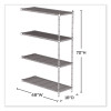 Industrial Add-On Unit, Four-Shelf, 48w x 18d x 72h, Steel, Black
