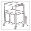 Steel Adjustable Av Cart With Cabinet, Metal, 3 Shelf, 6 Ac Outlets, 40 Lb Capacity, 26.75 x 20.5 x 42, Black