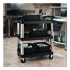 Three-Shelf Service Cart, Metal/Plastic, 3 Shelves, 300 Lb Capacity, 20" x 34" x 37.92", Black