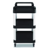 Three-Shelf Service Cart, Metal/Plastic, 3 Shelves, 300 Lb Capacity, 20" x 34" x 37.92", Black